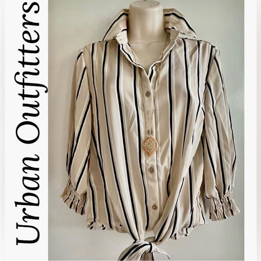 NWT Urban Outfitters Lumiere Blouse Taupe Multi Size Medium